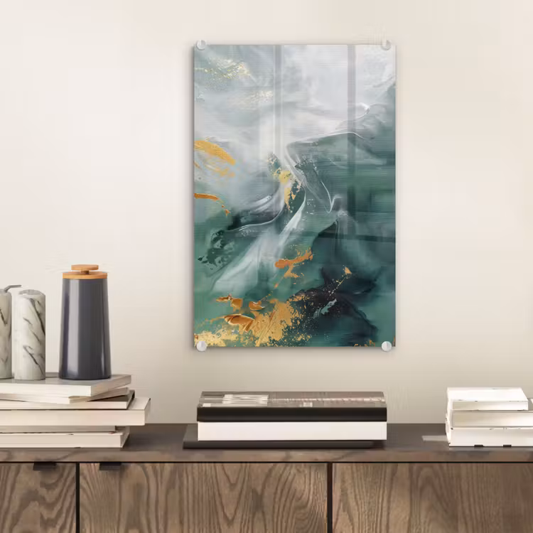 Glas schilderij - Groen - Modern - Marmer - Abstract — 2