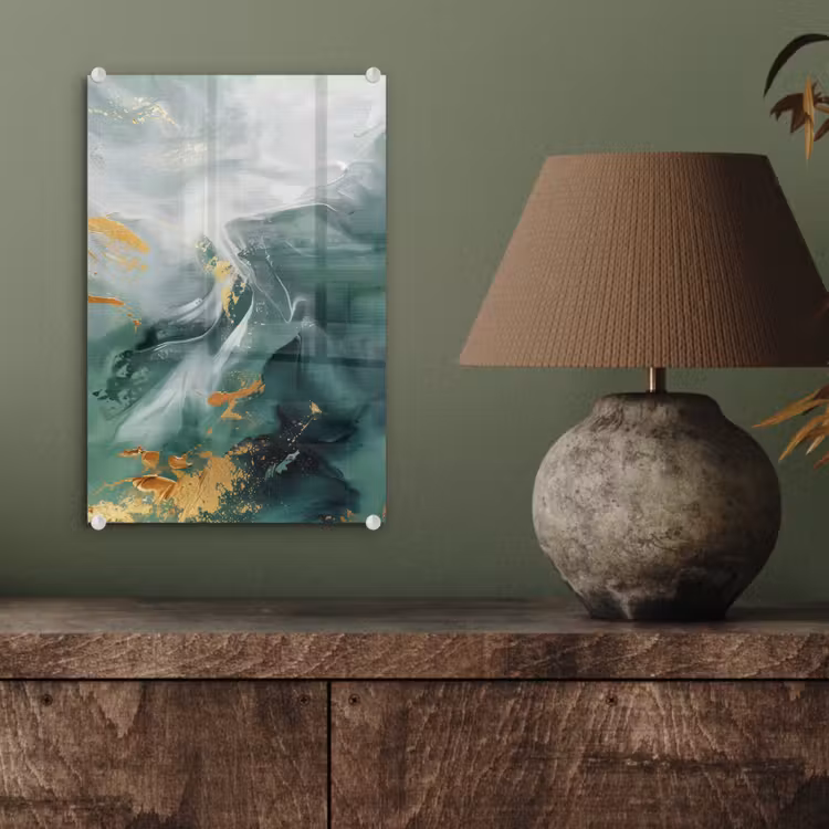 Glas schilderij - Groen - Modern - Marmer - Abstract — 4