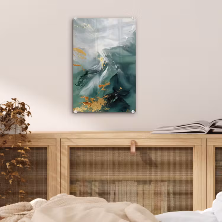 Glas schilderij - Groen - Modern - Marmer - Abstract — 5
