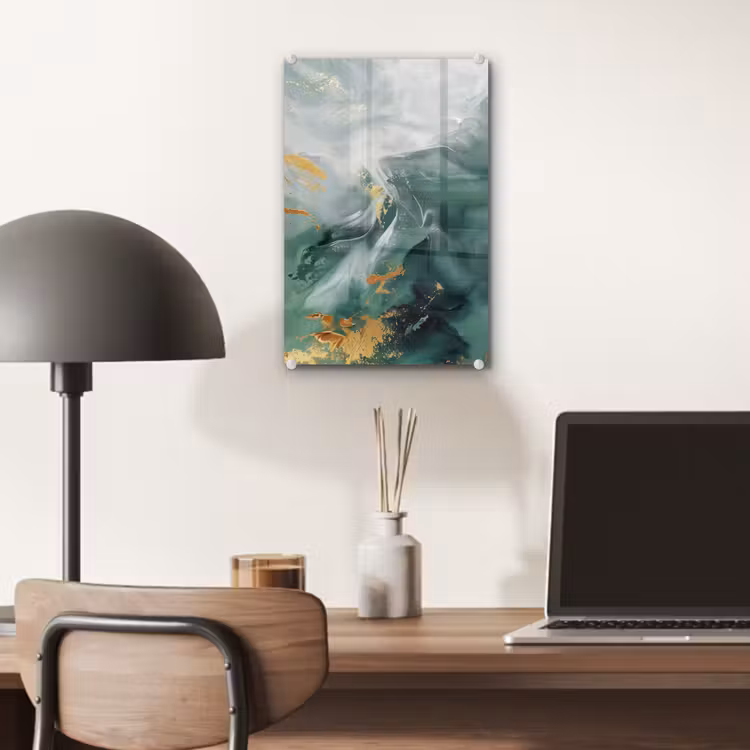 Glas schilderij - Groen - Modern - Marmer - Abstract — 7