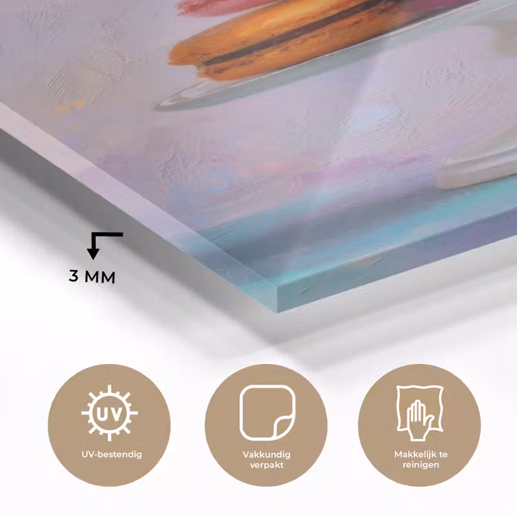 Glas schilderij - Macarons - Schaal - Pastel - Kleurrijk — 3