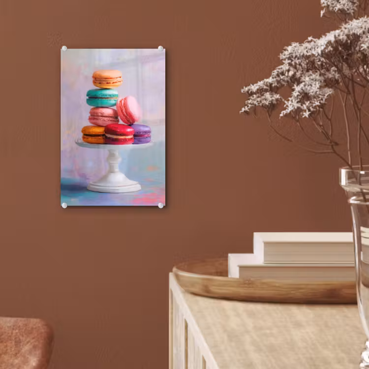Glas schilderij - Macarons - Schaal - Pastel - Kleurrijk — 6