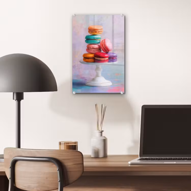 Glas schilderij - Macarons - Schaal - Pastel - Kleurrijk — 7