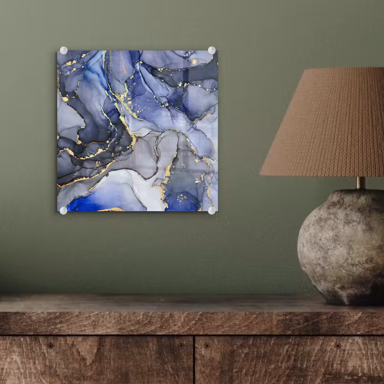 Glas schilderij - Marmer - Goud - Abstract - Blauw — 3