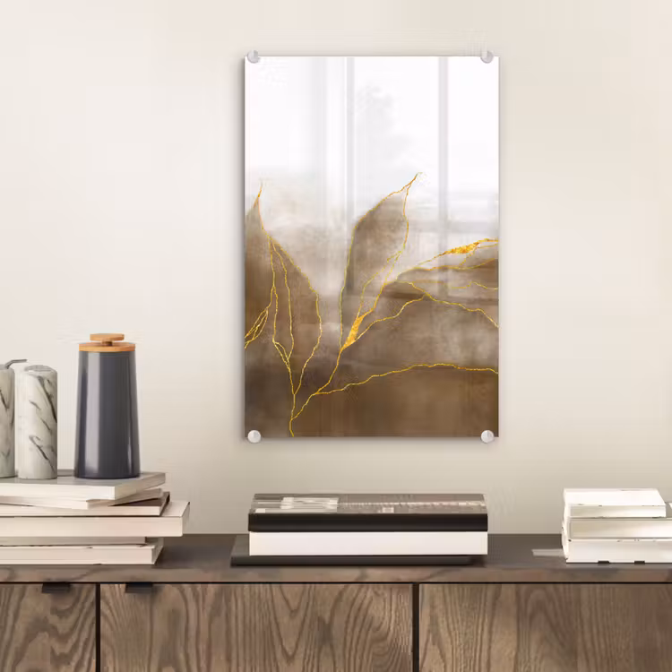 Glas schilderij - Marmer - Goud - Bruin - Textuur - Marmerlook — 1