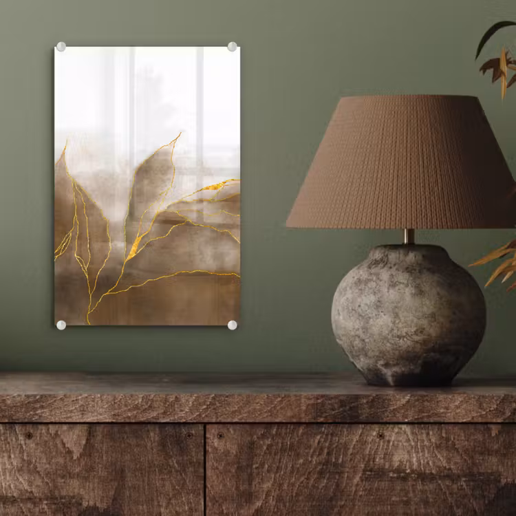 Glas schilderij - Marmer - Goud - Bruin - Textuur - Marmerlook — 3