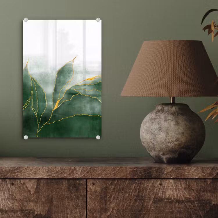 Glas schilderij - Marmer - Groen - Luxe - Goud - Marmerlook — 3