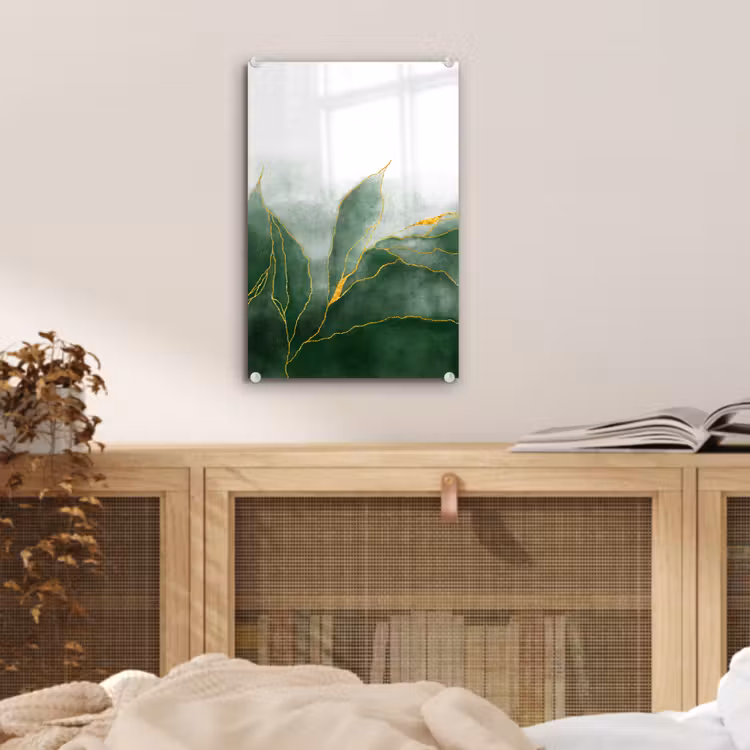 Glas schilderij - Marmer - Groen - Luxe - Goud - Marmerlook — 4
