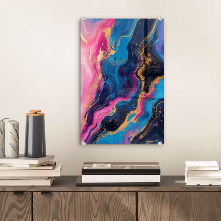 Glas schilderij - Marmer - Modern - Goud — 2