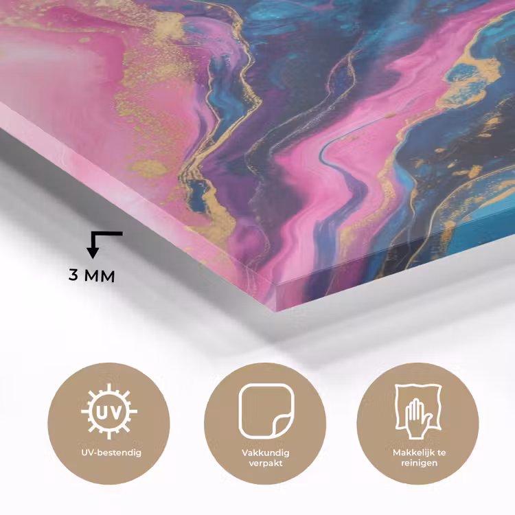 Glas schilderij - Marmer - Modern - Goud — 3