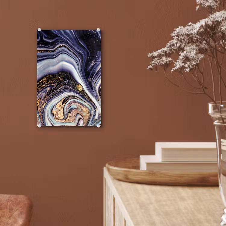 Glas schilderij - Marmer - Paars - Luxe - Marmerlook - Glitter — 5