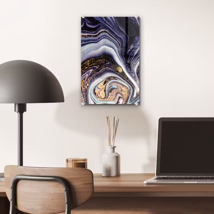 Glas schilderij - Marmer - Paars - Luxe - Marmerlook - Glitter — 6