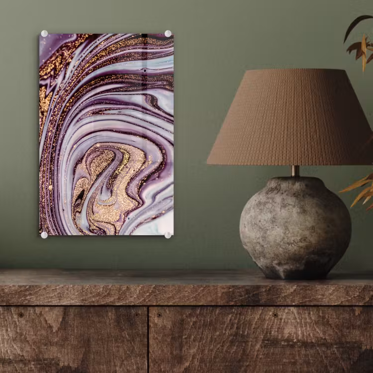 Glas schilderij - Marmer - Roze - Goud - Glitter - Marmerlook - Luxe — 3