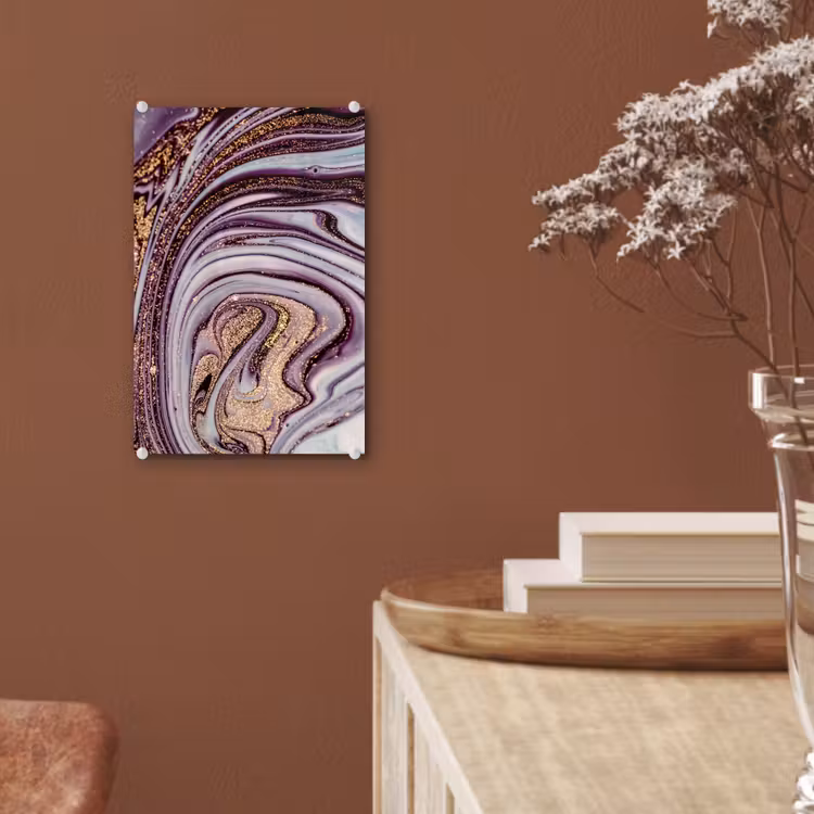 Glas schilderij - Marmer - Roze - Goud - Glitter - Marmerlook - Luxe — 5
