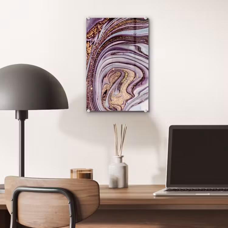Glas schilderij - Marmer - Roze - Goud - Glitter - Marmerlook - Luxe — 6