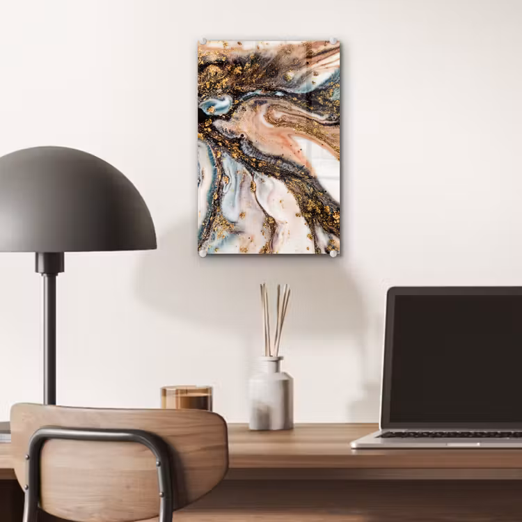 Glas schilderij - Marmerlook - Goud - Zwart - Glitter - Chic — 6
