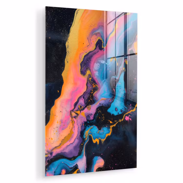 Glas schilderij - Modern - Marmer - Oranje — 1