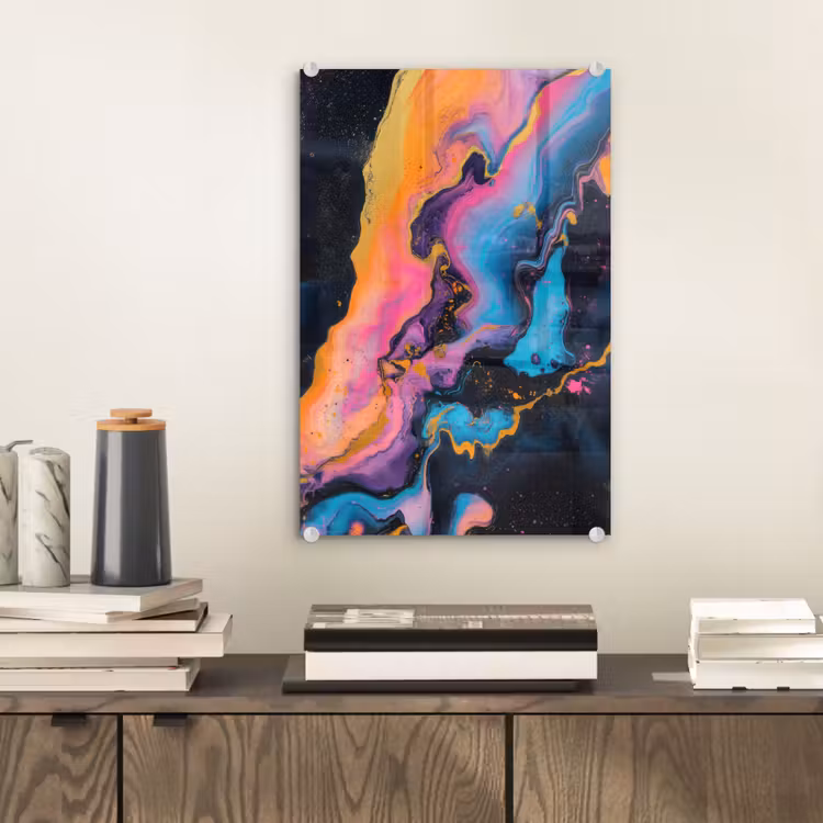 Glas schilderij - Modern - Marmer - Oranje — 2