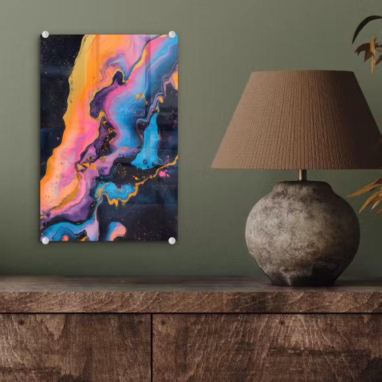 Glas schilderij - Modern - Marmer - Oranje — 4