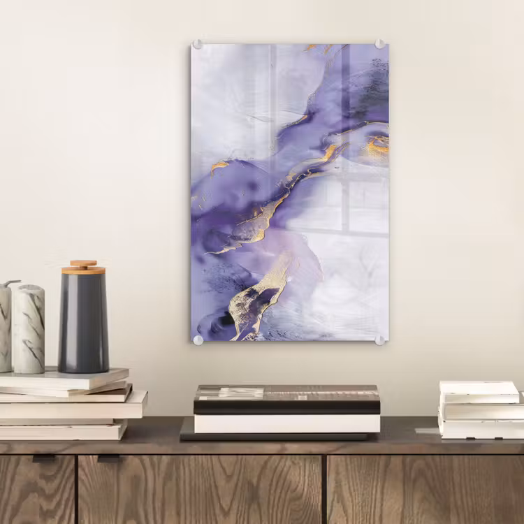 Glas schilderij - Paars - Modern - Marmer - Abstract — 2