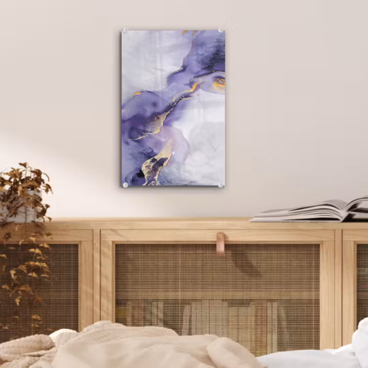 Glas schilderij - Paars - Modern - Marmer - Abstract — 5