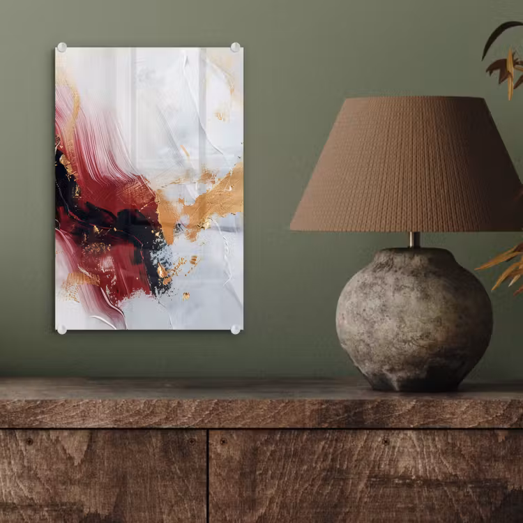 Glas schilderij - Rood - Abstract - Goud - Modern — 4