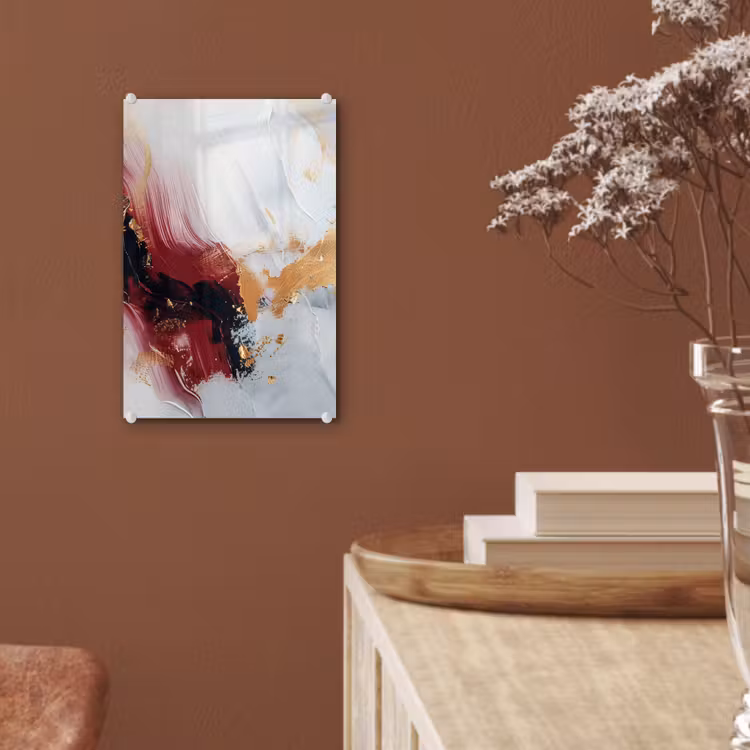 Glas schilderij - Rood - Abstract - Goud - Modern — 6