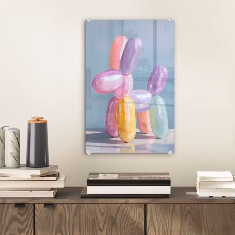 Glas schilderij - Dier - Ballon - Pasteltinten - Glanzend — 2