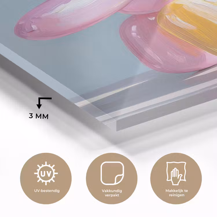 Glas schilderij - Dier - Ballon - Pasteltinten - Glanzend — 3
