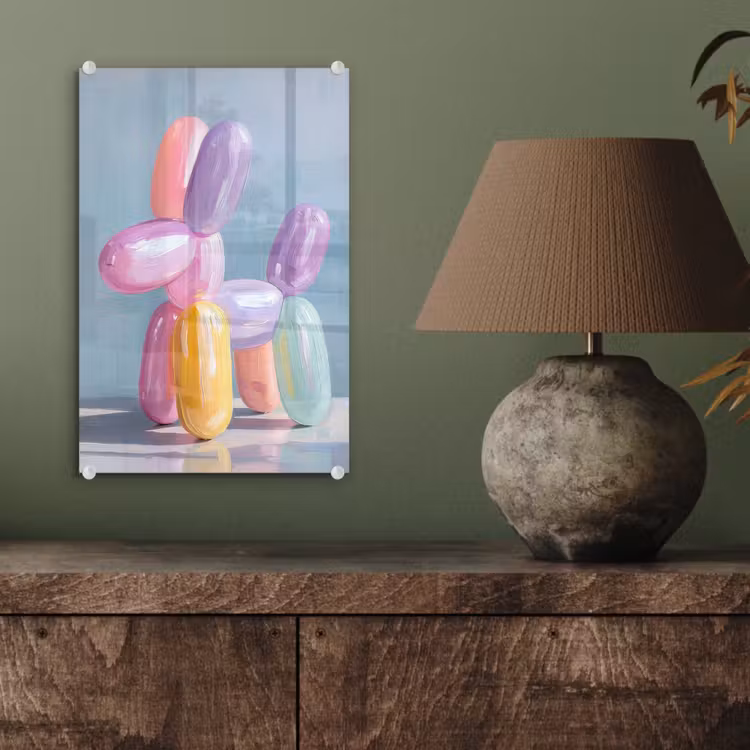 Glas schilderij - Dier - Ballon - Pasteltinten - Glanzend — 4
