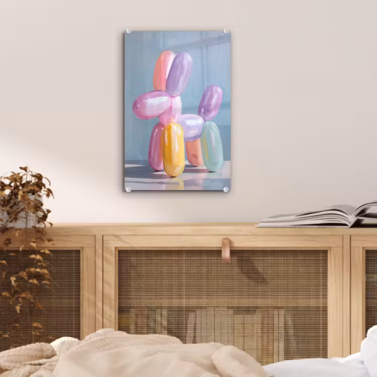 Glas schilderij - Dier - Ballon - Pasteltinten - Glanzend — 5