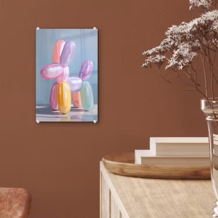 Glas schilderij - Dier - Ballon - Pasteltinten - Glanzend — 6