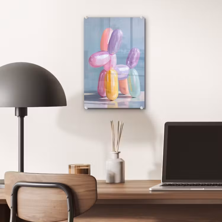 Glas schilderij - Dier - Ballon - Pasteltinten - Glanzend — 7