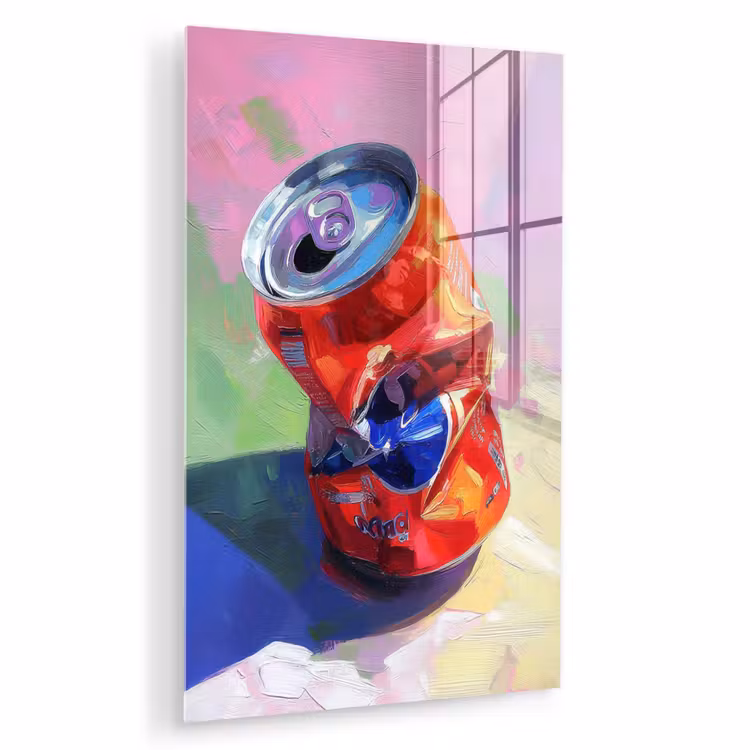 Glas schilderij - Frisdrank - Blik - Paars — 1