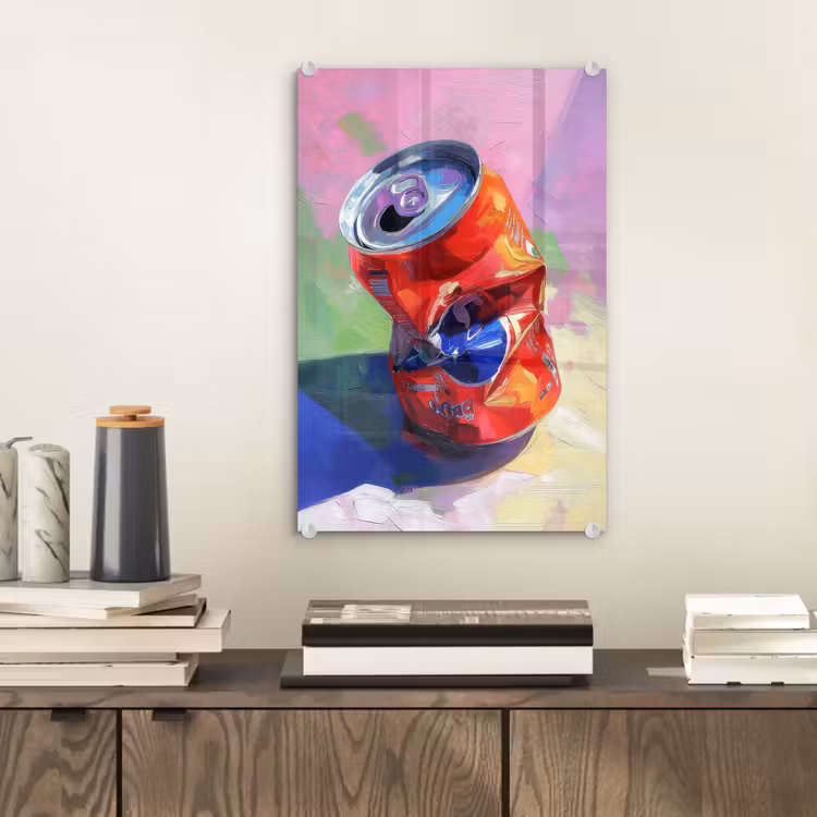 Glas schilderij - Frisdrank - Blik - Paars — 2