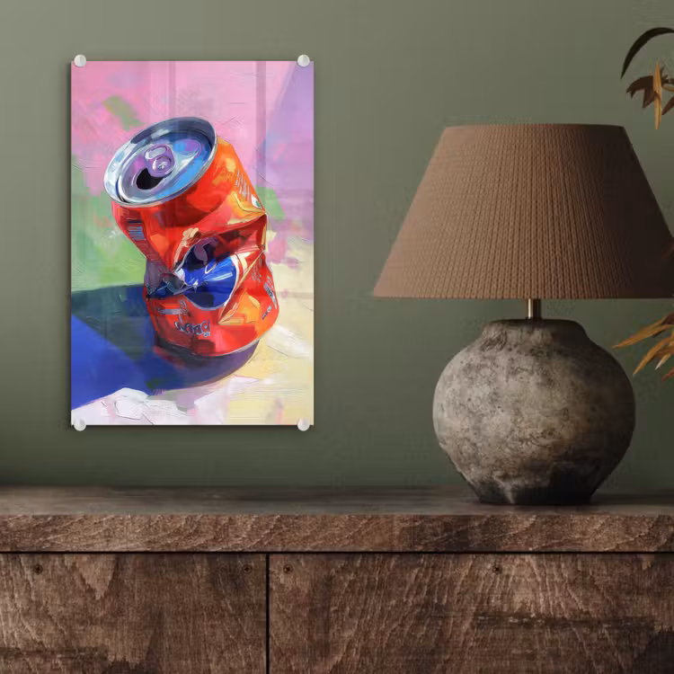 Glas schilderij - Frisdrank - Blik - Paars — 4