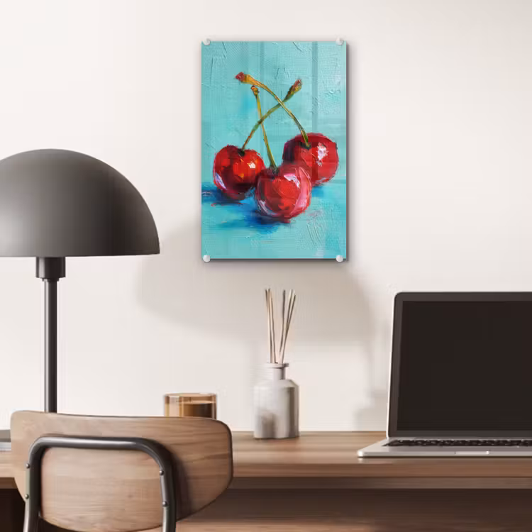 Glas schilderij - Kersen - Rood - Drie - Geverfd — 7