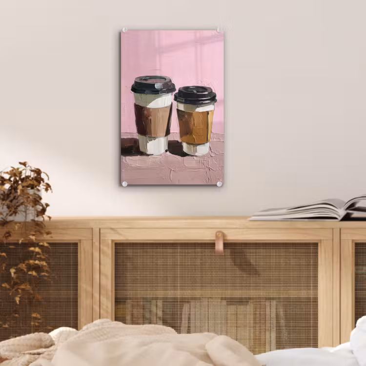 Glas schilderij - Koffiebekers - Deksel - Verf - Textuur — 5