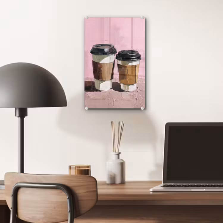 Glas schilderij - Koffiebekers - Deksel - Verf - Textuur — 7