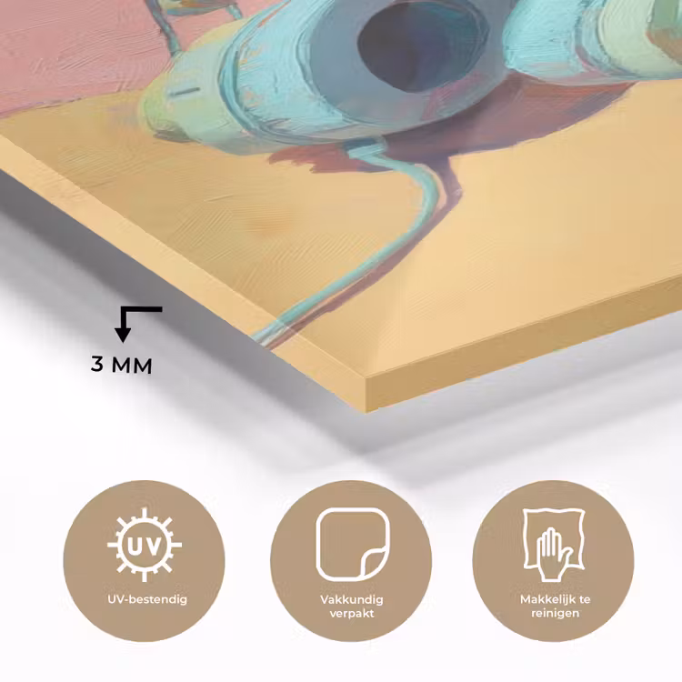 Glas schilderij - Koptelefoon - Mintgroen - Draad — 3