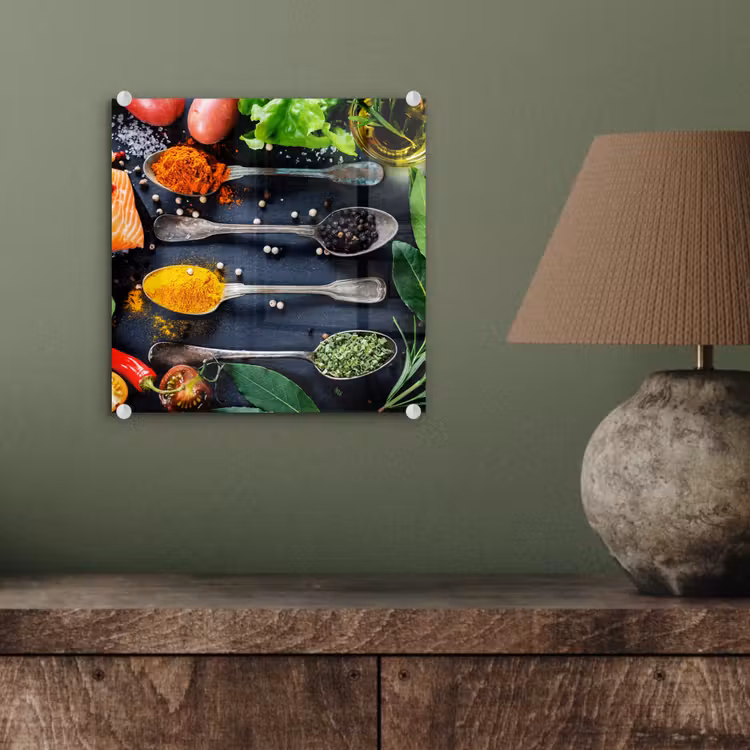 Glas schilderij - Kruiden - Lepels - Keuken - Specerijen — 3