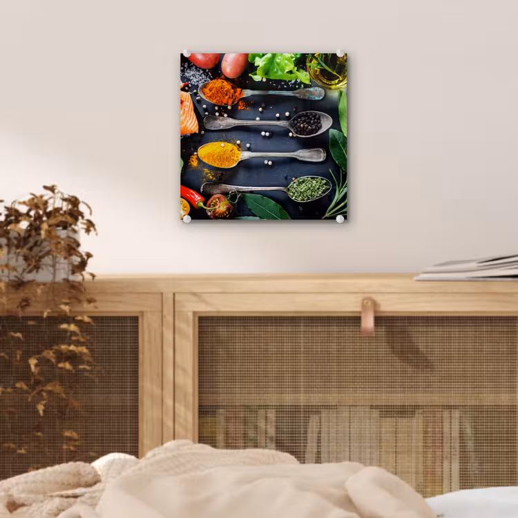 Glas schilderij - Kruiden - Lepels - Keuken - Specerijen — 4
