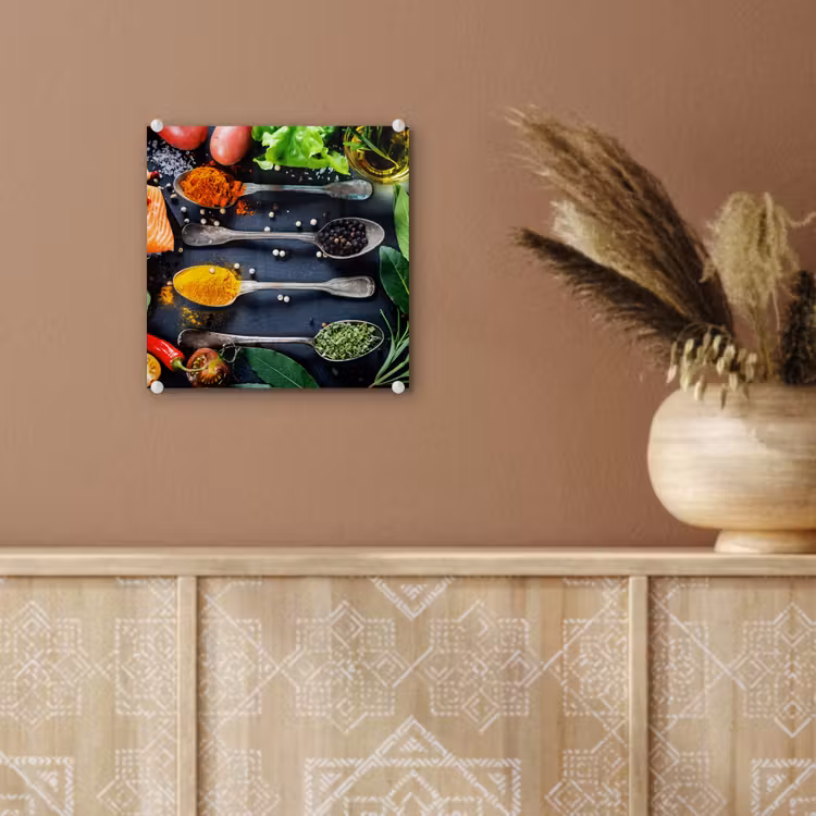 Glas schilderij - Kruiden - Lepels - Keuken - Specerijen — 5
