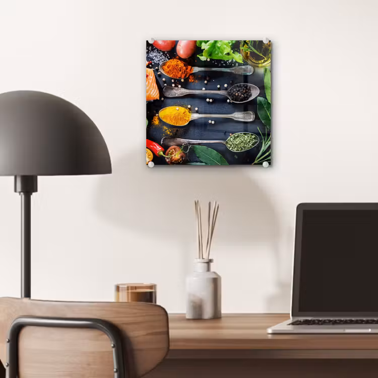 Glas schilderij - Kruiden - Lepels - Keuken - Specerijen — 6