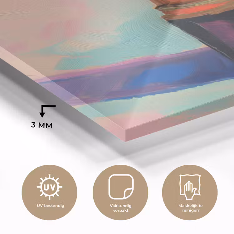 Glas schilderij - Lippenstift - Rood - Penseelstreken — 3