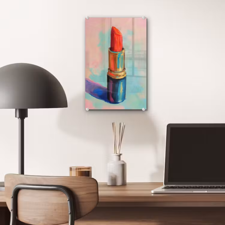 Glas schilderij - Lippenstift - Rood - Penseelstreken — 7
