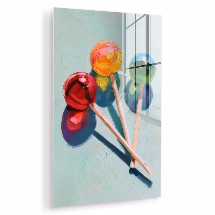 Glas schilderij - Lollys - Schaduw - Drie - Blauw — 1