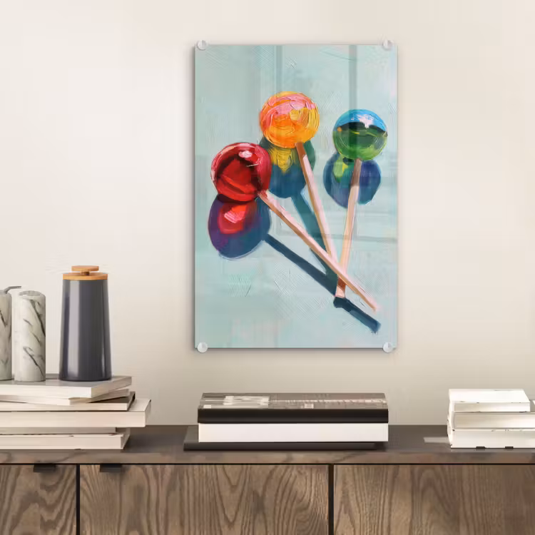 Glas schilderij - Lollys - Schaduw - Drie - Blauw — 2