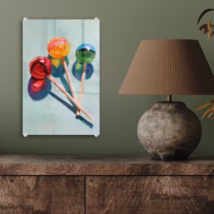 Glas schilderij - Lollys - Schaduw - Drie - Blauw — 4