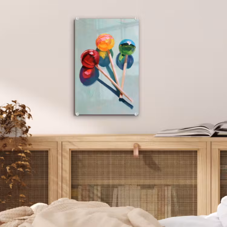 Glas schilderij - Lollys - Schaduw - Drie - Blauw — 5